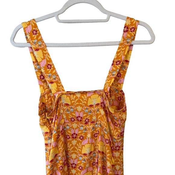 Free People Yellow Floral Sasha Mini Dress Size XS Boho Cottagecore Festival - Picture 10 of 14
